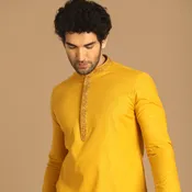 Amber Yellow Plain Kurta Set