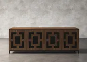ISABELLA-86" STUNNING OAK MEDIA CONSOLE IN A RICH CHOCOLATE BROWN FINISH