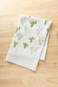Cacti Towel, Handprinted Cotton Kitchen Towel, Cactus