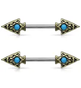14G Arrowhead Turquoise Nipple Ring Barbell