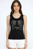 418-ANGEL ANGEL Rhinestone Tank Top – Slim Fit Sparkle Party Top