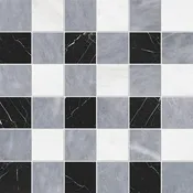 Allure Light, Snow White, Black Honed 2x2 Marble Mosaic (MYS)