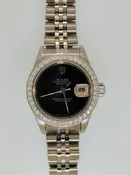 Lady Steel Datejust with Diamond Bezel and Black Dial