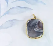 Botswana Agate Pendant with Electroformed 18kt Gold