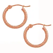 14kt Rose Gold 2x15 mm Diamond Cut Hoop Earrings