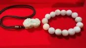 Jade Pixiu Pendant &amp;amp; Bead Bracelet Set