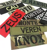 1.5 x 5 inch Custom NameTape OCP ACU USMC NAVY Marine Woodland Black Uniform Camo Hook Fastener & Iron Tactical Name Patch (Upto 2 lines) (Matches our Dog Collars)