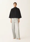 Fabiana Filippi Boxy Wool Double Coat in Night Blue, Size 44