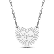 Diamond Accent Name Heart Necklace 10K White Gold 18"