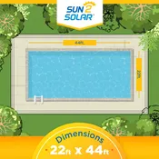 Sun2Solar 22 ft x 44 ft Rectangle Pool Solar Cover – 1600 Series Blue Heat-Retaining Solar Blanket for Inground &amp; Above Ground Pools – Includes 6 Heavy-Duty Grommets
