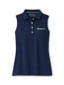 Banded Sport Mesh Sleeveless Button Polo