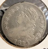1814 Capped Bust Half Dollar, O-108  R.2. Nicely Circulated  (19684)