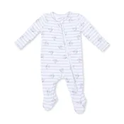 Airplane stripe 2way zipper footie