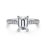 14K White Gold Emerald Cut Diamond Engagement Ring