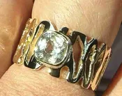 1.45cts cushion cut white sapphire in 14k yellow gold