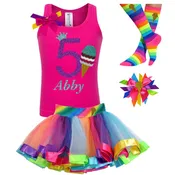 5th Birthday Ice Cream Shirt Rainbow Tutu