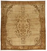 10x10 Ivory and Brown Turkish Tribal Rug