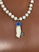 24″ Moonstone 3 Stone Pendant/Snow White