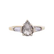 1.31ct Pear Shaped Rose Cut Salt & Pepper Diamond Ring