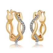 .06 ct. tw. Diamond Hoop Earrings with Diamond and Braid Design in 10K Yellow Gold - FE30271DIA-10-070728