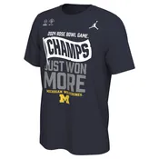 Nike Michigan Wolverines Blue 2024 Rose Bowl Champions Design Short Sleeve T Shirt
