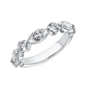 1.32 CT. Alternating Round Brilliant and Marquise Cut Diamond Half Eternity Band in Platinum