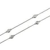 14k White Gold 10 Station Diamond by the Yard Necklace 0.84ctw G-H SI1 18" 3.4g