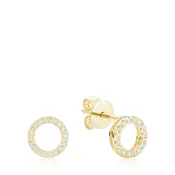 10kt Gold Open Circle Diamond Studs