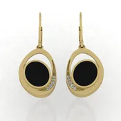 Black Coral Oval Earrings