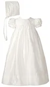 Girls 26″ Silk Dupioni Dress Baptism Gown with Lattice Bodice — Lemonllamakidsboutique