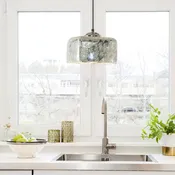 10 in. Nickel 1-Light Pendant with Painted Silver Glass Shade