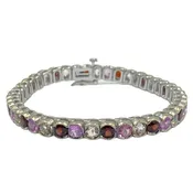 13.00 Carat Multi Gemstone Bracelet 14K White Gold 7-inch Morganite Pink Sapphire Garnet