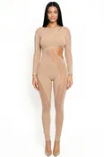 IB2011GP - OUTWARD STITCH BODYCON JUMPSUIT