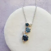 14K White Gold Blue Topaz Bubble Pendant