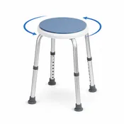 Adjustable Round Swivel Shower Stool with Blue Seat, 165kg Max
