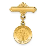 14K Gold Saint John The Baptist Medal Pin/Brooch