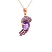 14KR Beautifully Crafted Amethyst Bird Fashion Pendant