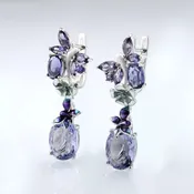 925 Sterling Silver Purple Butterfly Dangle Earrings Cubic Zirconia brincos