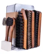 FootFitter Advanced Shoe Care Brush Set, Leather Shine & Suede Cleaning Kit