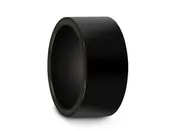 10MM BLACK Tungsten Wedding BAND HIGH POLISH AND FLAT EDGES