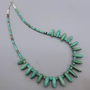 Blue/Green Tab Necklace by Laura Aguilar
