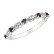 14 Karat White Gold Diamond and Sapphire Stackable Ring
