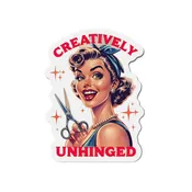 Funny Die-Cut Magnet - Woman Holding Scissors