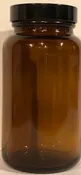 300 cc Amber Glass Wide Mouth Bottle With Black Cap and PV Liner