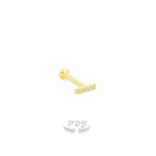 14K Gold- 18g/16g 5CZ Bar Labret