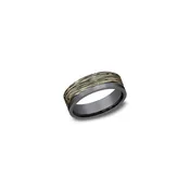 Ammara Stone Contemporary Yellow Gold Tantalum Men's Wedding Band