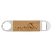 1 1/2 x 7 Bamboo Laserable Leatherette Bottle Opener