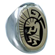 14KG Sterling Silver Navajo Kokopelli Water Wave Calvin Peterson Ring Size 10-3/4 SX111629