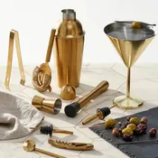 10 Piece Gold Cocktail Set - DISC Cocktail Set Gold 10 Pce
