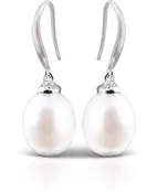 Amanda Blu-Drop Pearl Earrings - Natural White - Silver